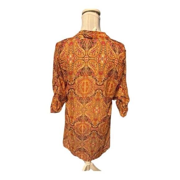 Tacera Orange Paisley Dress Cover Up Size M - Picture 3 of 4